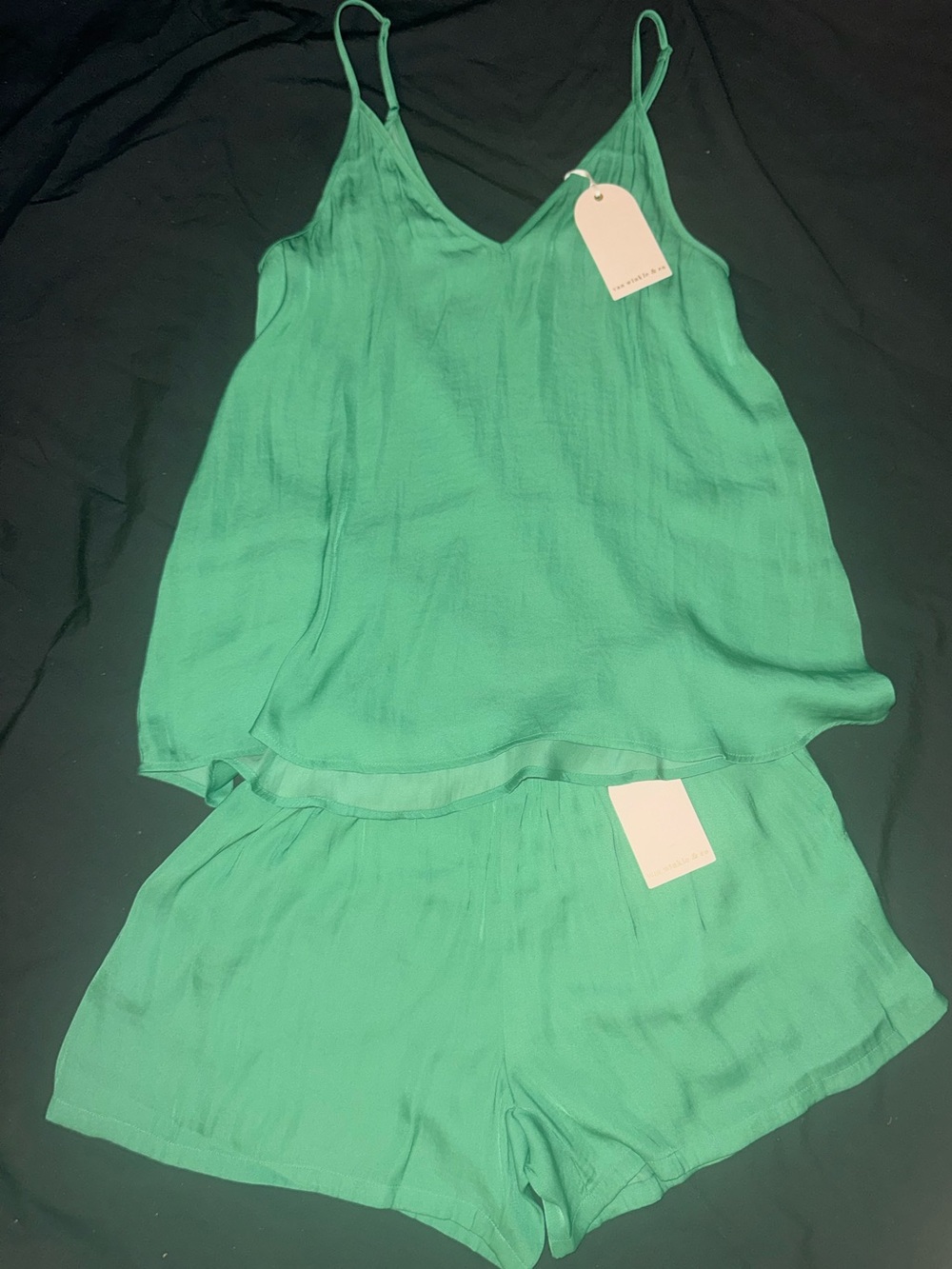 Van Winkle & Co Green Two-Piece Cami Sleep Shorts Set in Mint